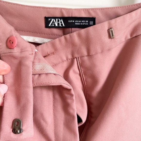 Zara Mauve Blush Flat Front High Waist Cropped Dress Pants sz Medium - Picture 5 of 7